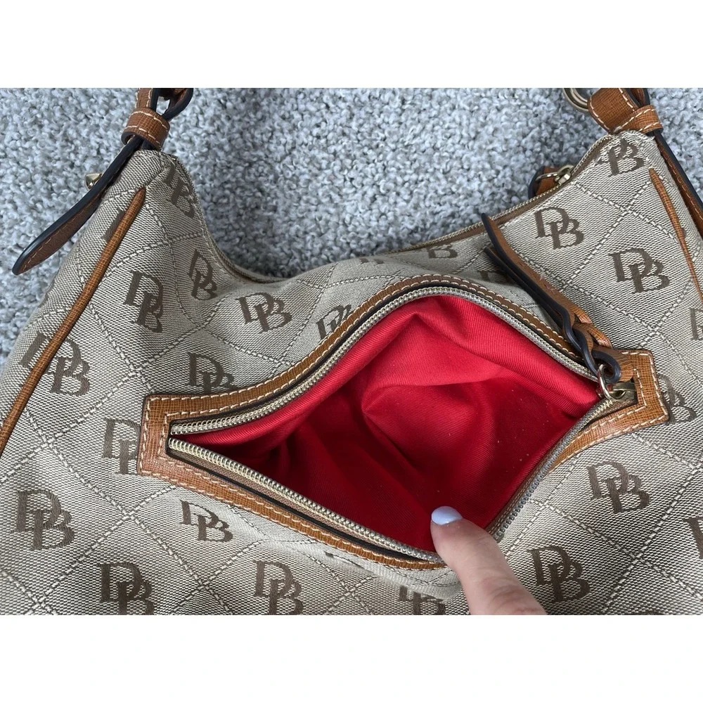 Y2K Dooney & Bourke East West Collins Signature Monogram Hobo Shoulder Bag